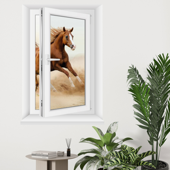 Adesivo Murale - Illusione ottica - Finestra - Cavallo