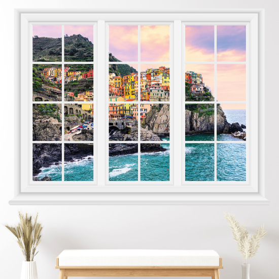 Adesivo Murale - Illusione ottica - Finestra - Città Vernazza