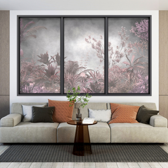 Adesivo Murale - Illusione ottica - Finestra - Fiori