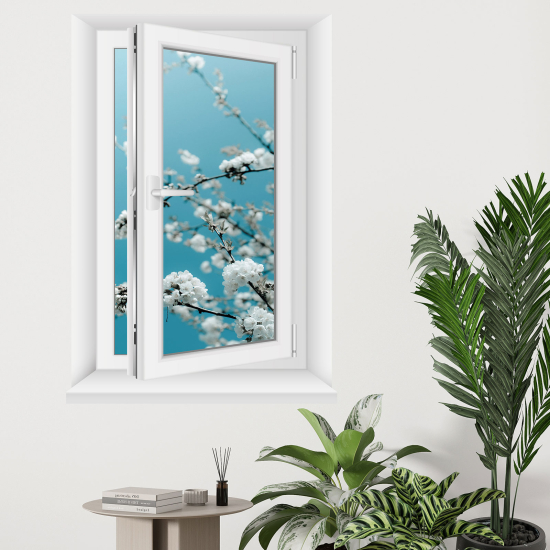 Adesivo Murale - Illusione ottica - Finestra - Fiori