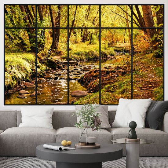 Adesivo Murale - Illusione ottica - Finestra - Fiume