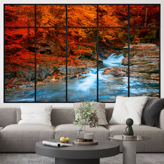 Adesivo Murale - Illusione ottica - Finestra - Fiume