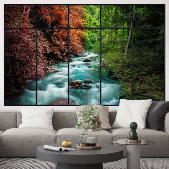 Adesivo Murale - Illusione ottica - Finestra - Fiume
