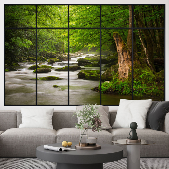 Adesivo Murale - Illusione ottica - Finestra - Fiume