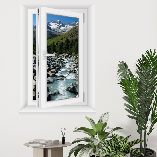 Adesivo Murale - Illusione ottica - Finestra - Fiume