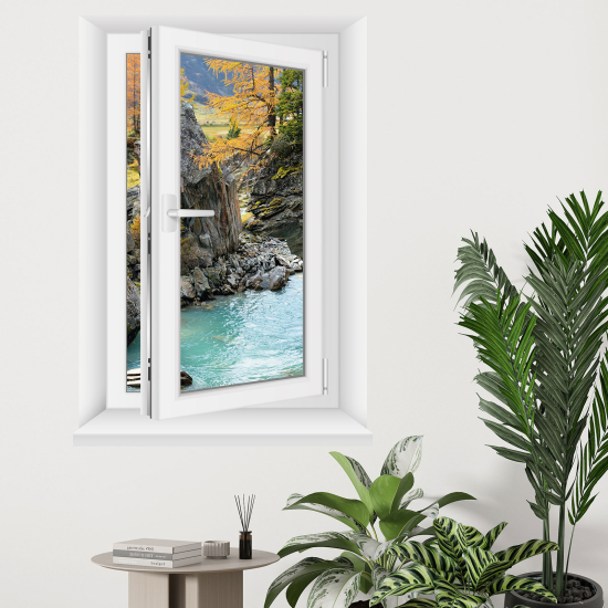 Adesivo Murale - Illusione ottica - Finestra - Fiume