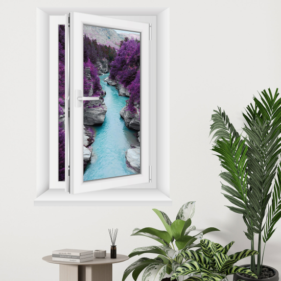Adesivo Murale - Illusione ottica - Finestra - Fiume