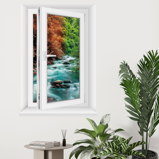 Adesivo Murale - Illusione ottica - Finestra - Fiume
