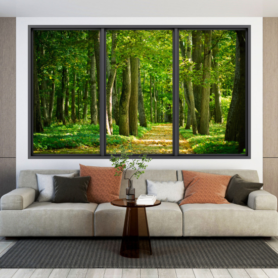Adesivo Murale - Illusione ottica - Finestra - Foresta