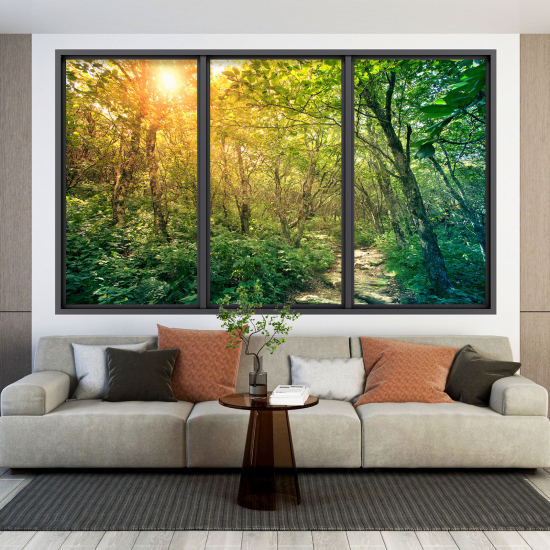 Adesivo Murale - Illusione ottica - Finestra - Foresta