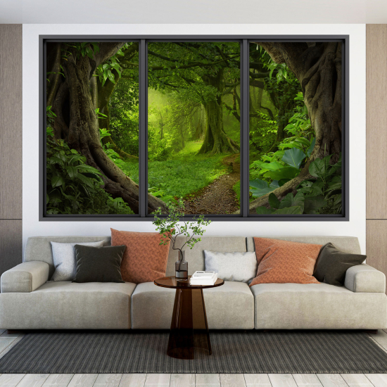 Adesivo Murale - Illusione ottica - Finestra - Foresta
