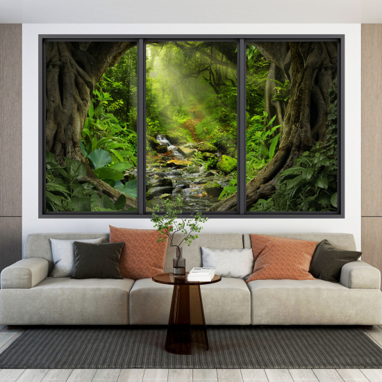Adesivo Murale - Illusione ottica - Finestra - Foresta