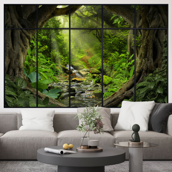 Adesivo Murale - Illusione ottica - Finestra - Foresta