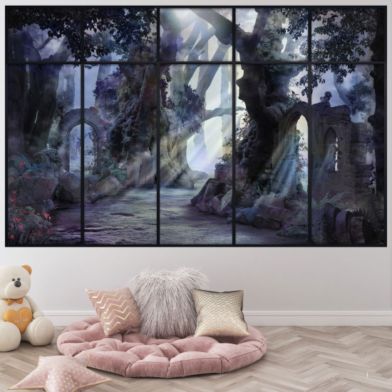 Adesivo Murale - Illusione ottica - Finestra - Foresta