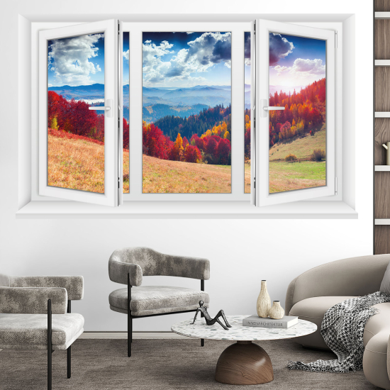 Adesivo Murale - Illusione ottica - Finestra - Foresta