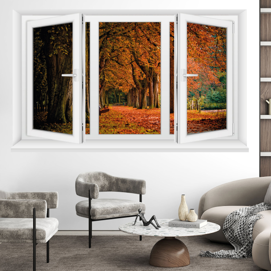 Adesivo Murale - Illusione ottica - Finestra - Foresta