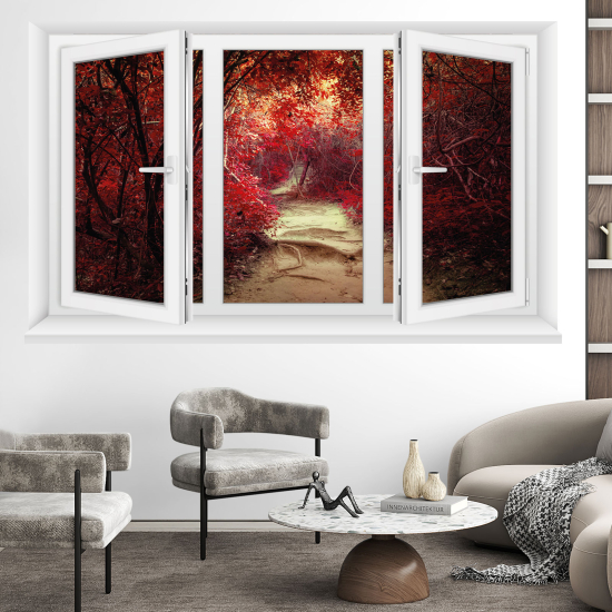 Adesivo Murale - Illusione ottica - Finestra - Foresta