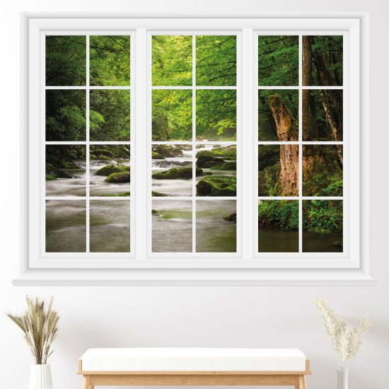 Adesivo Murale - Illusione ottica - Finestra - Foresta