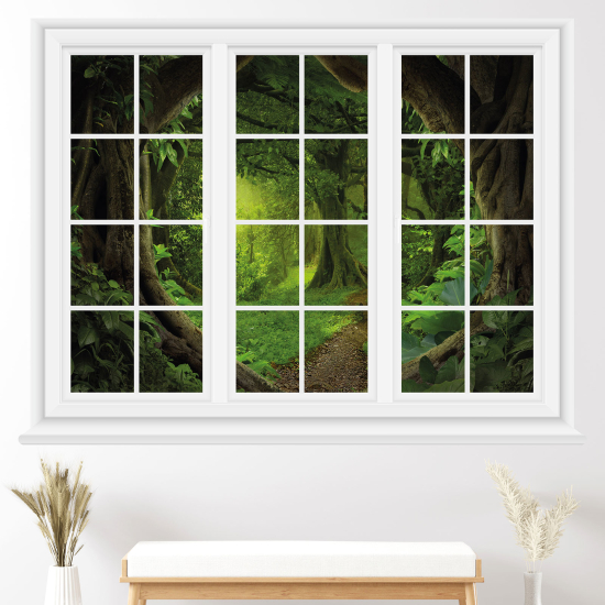 Adesivo Murale - Illusione ottica - Finestra - Foresta