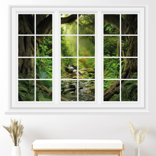 Adesivo Murale - Illusione ottica - Finestra - Foresta