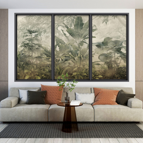 Adesivo Murale - Illusione ottica - Finestra - Foresta Tropicale