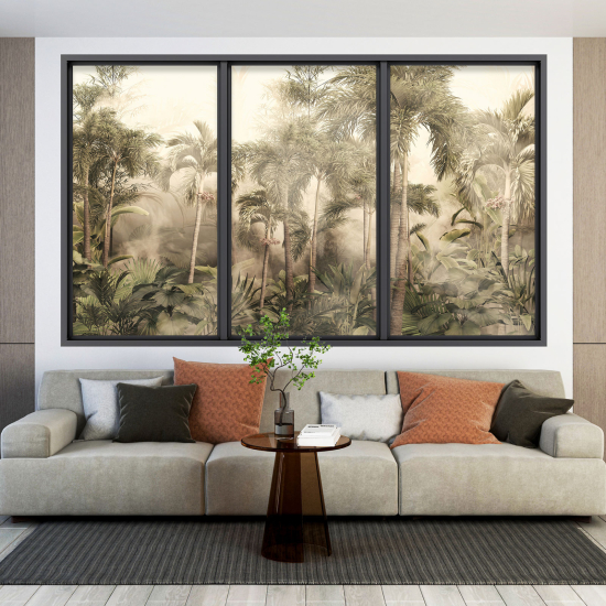 Adesivo Murale - Illusione ottica - Finestra - Foresta Tropicale