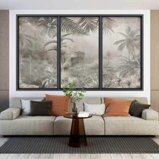 Adesivo Murale - Illusione ottica - Finestra - Foresta Tropicale