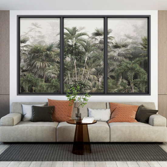 Adesivo Murale - Illusione ottica - Finestra - Foresta Tropicale