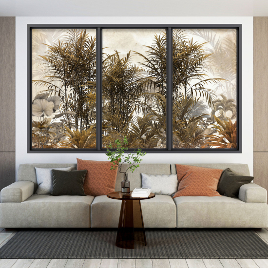 Adesivo Murale - Illusione ottica - Finestra - Foresta Tropicale
