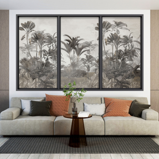 Adesivo Murale - Illusione ottica - Finestra - Foresta Tropicale