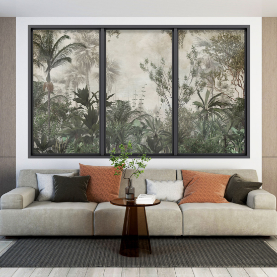 Adesivo Murale - Illusione ottica - Finestra - Foresta Tropicale