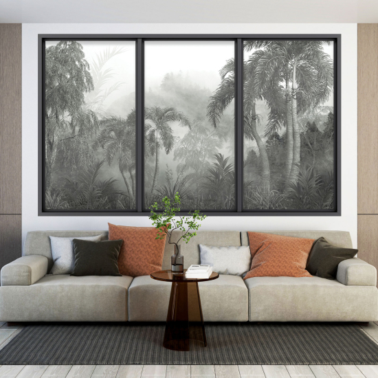 Adesivo Murale - Illusione ottica - Finestra - Foresta Tropicale