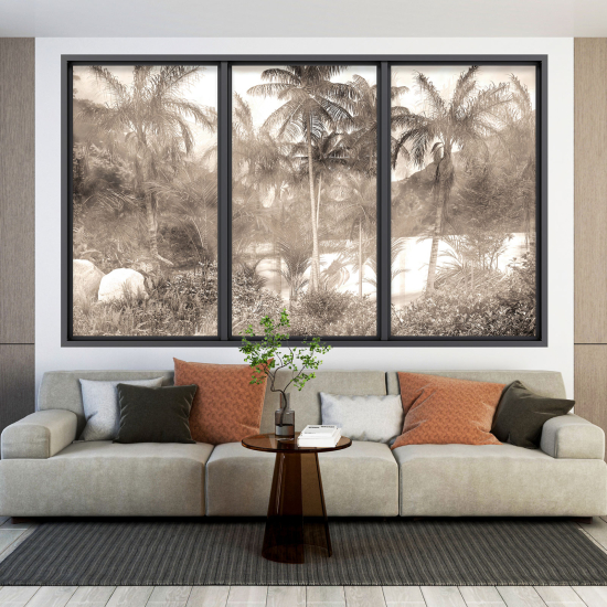 Adesivo Murale - Illusione ottica - Finestra - Foresta Tropicale