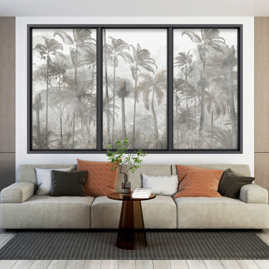Adesivo Murale - Illusione ottica - Finestra - Foresta Tropicale