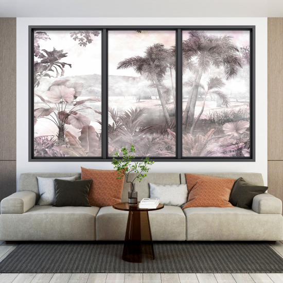 Adesivo Murale - Illusione ottica - Finestra - Foresta Tropicale