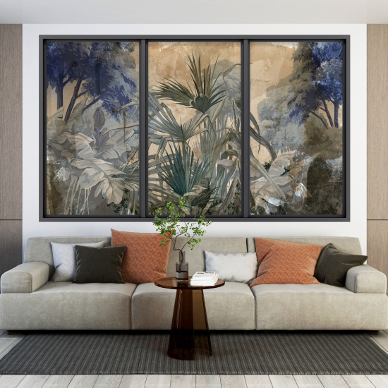 Adesivo Murale - Illusione ottica - Finestra - Foresta Tropicale