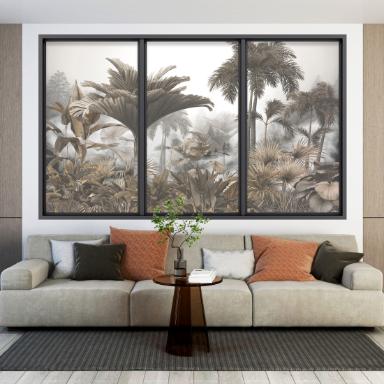 Adesivo Murale - Illusione ottica - Finestra - Foresta Tropicale