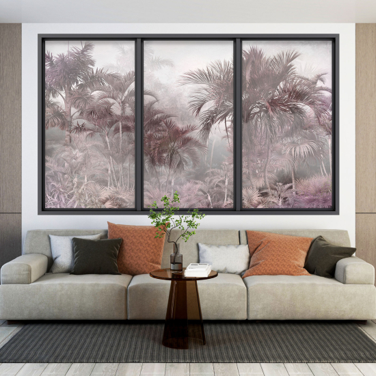 Adesivo Murale - Illusione ottica - Finestra - Foresta Tropicale