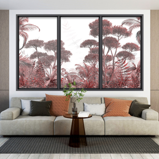 Adesivo Murale - Illusione ottica - Finestra - Foresta Tropicale