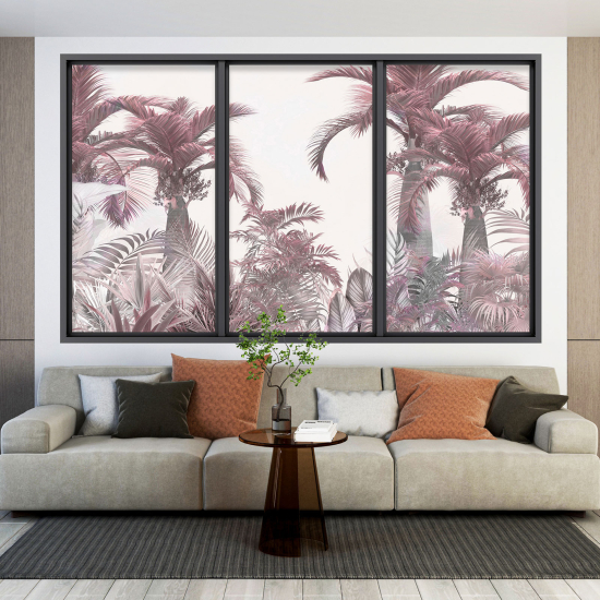 Adesivo Murale - Illusione ottica - Finestra - Foresta Tropicale