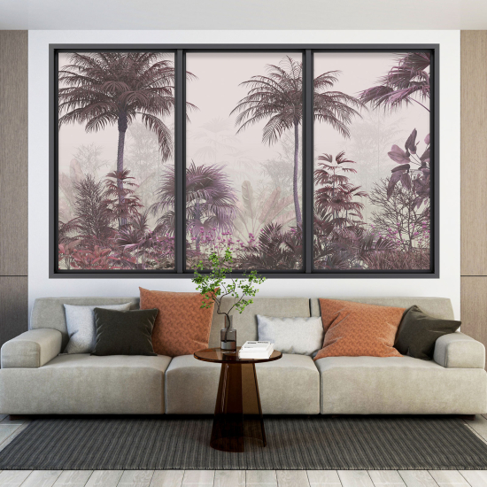 Adesivo Murale - Illusione ottica - Finestra - Foresta Tropicale
