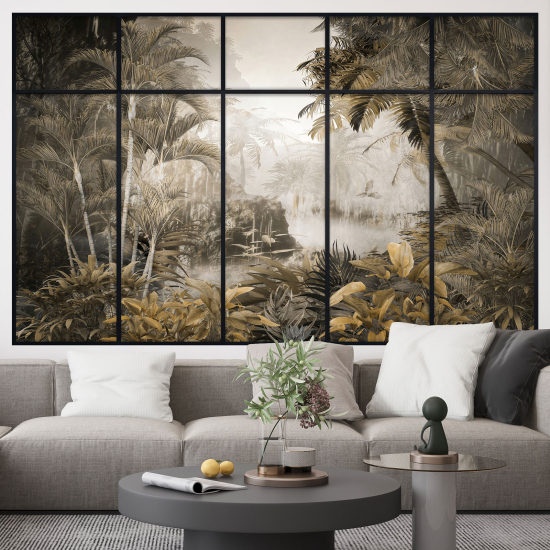 Adesivo Murale - Illusione ottica - Finestra - Foresta Tropicale