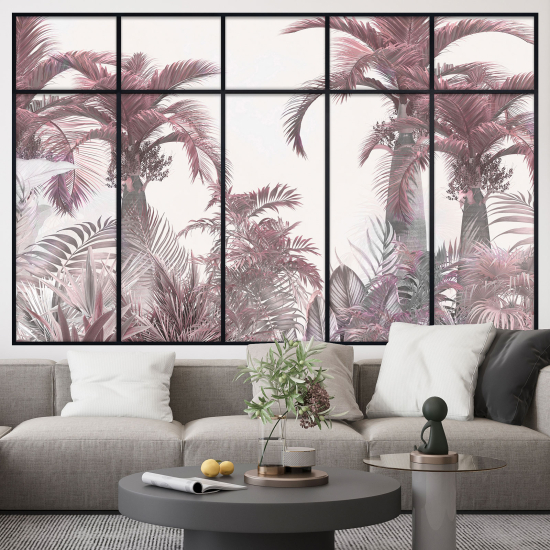 Adesivo Murale - Illusione ottica - Finestra - Foresta Tropicale