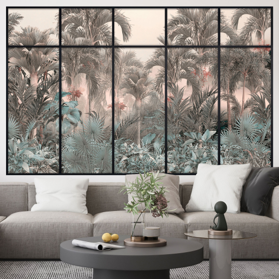 Adesivo Murale - Illusione ottica - Finestra - Foresta Tropicale