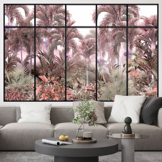 Adesivo Murale - Illusione ottica - Finestra - Foresta Tropicale