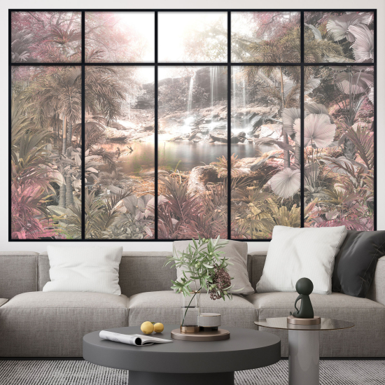 Adesivo Murale - Illusione ottica - Finestra - Foresta Tropicale