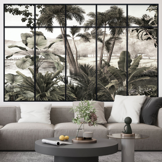 Adesivo Murale - Illusione ottica - Finestra - Foresta Tropicale