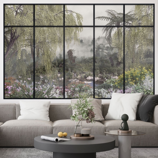 Adesivo Murale - Illusione ottica - Finestra - Foresta Tropicale