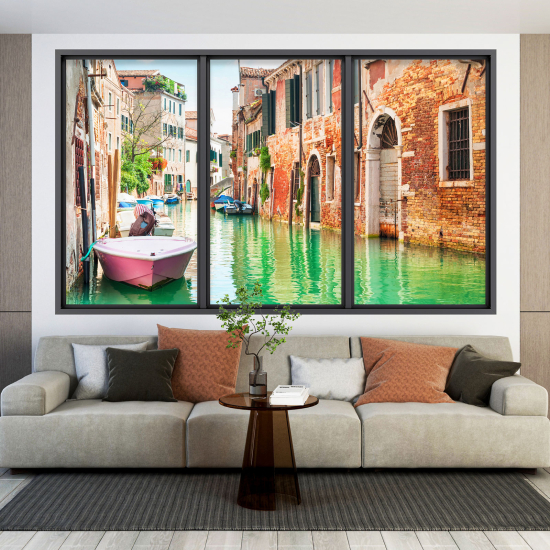 Adesivo Murale - Illusione ottica - Finestra - Isola di Burano