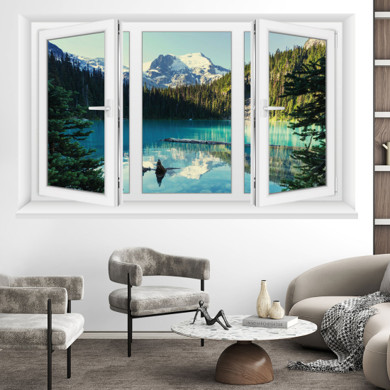 Adesivo Murale - Illusione ottica - Finestra - Lago